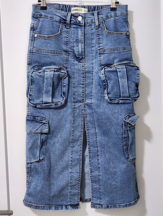 Lovegen Dresses & Skirts - Lovegen Blue Denim Jeans Cargo Skirt SZ 5